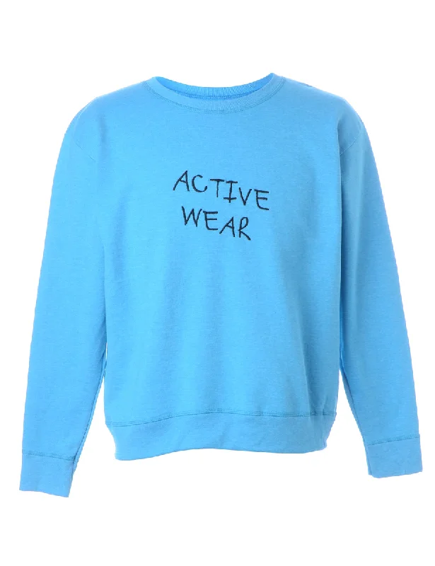 Label Activewear Embroidered Sweatshirt Hoodie with Typography Text Message
