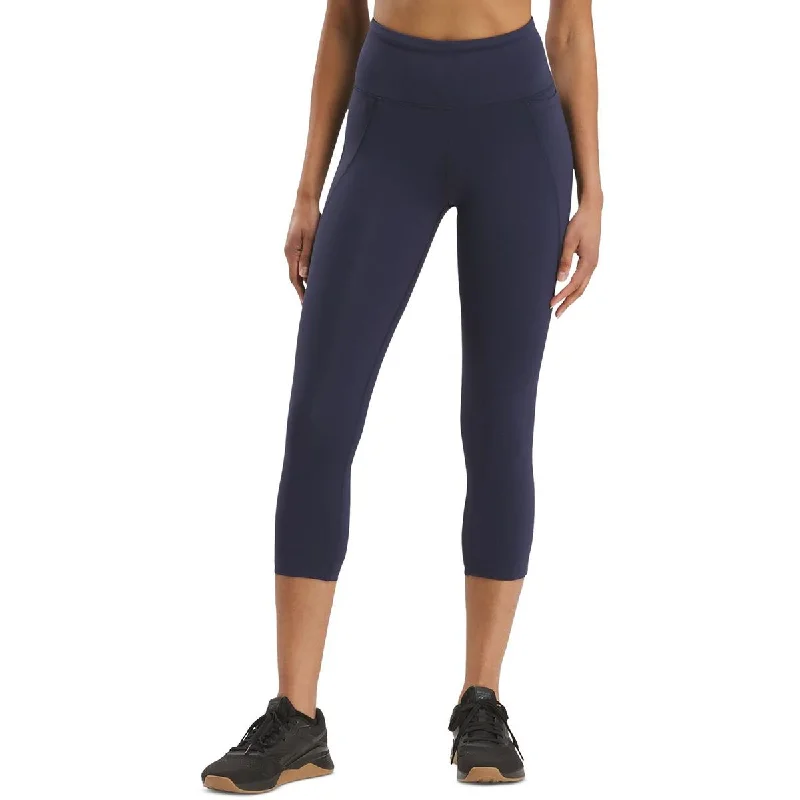 Reebok Womens Capri Stretch Leggings Trendy Faux Suede Leggings