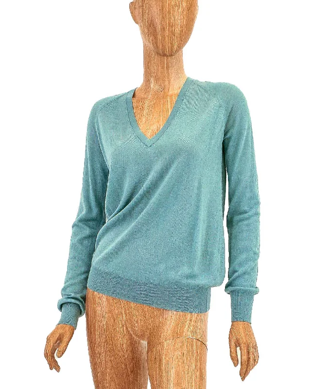 V-Neck Pullover Sweatshirt Crew Neck Wool