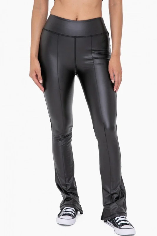 VEGAN LEATHER FLARED LEGGINGS Elegant Velvet Leggings
