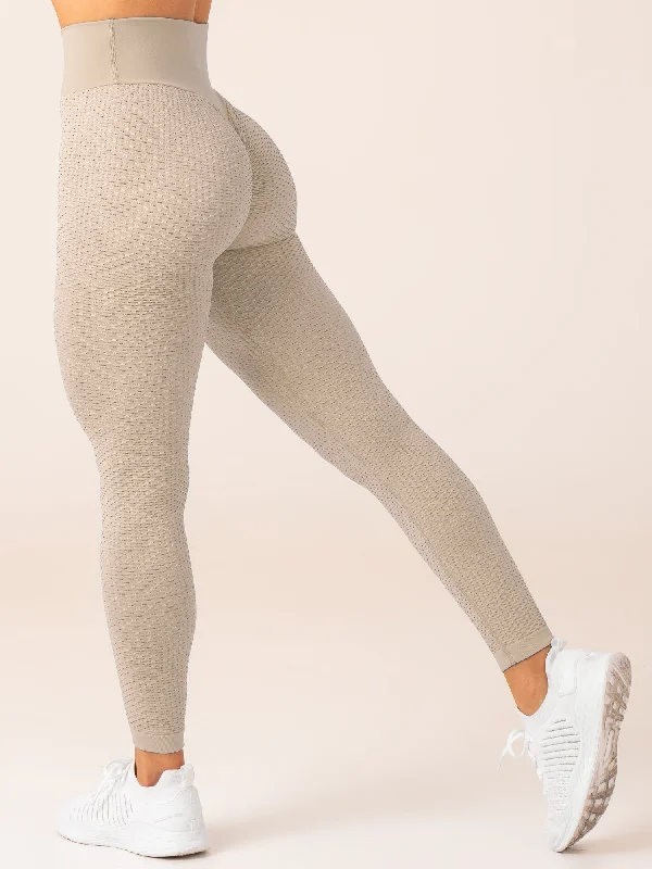 Honeycomb Scrunch Seamless Leggings - Sand Fashionable Quick-Dry Yoga Pants