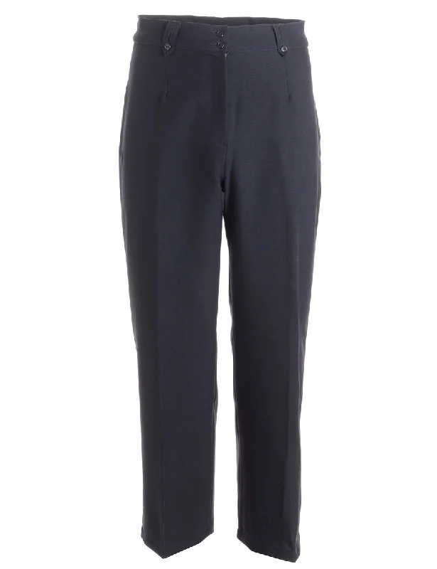 Reworked Cropped Dana Tapered Trousers - W28 Trousers Solid Black