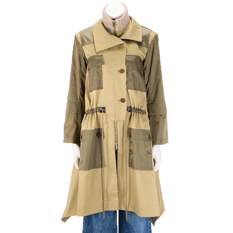 Chloe Khaki Cotton & Nylon Anorak Coat FR 34 Striped Polka Dot Solid