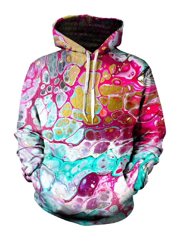 Cellular Psychedelic Marbling Pullover Hoodie Hoodie with Metallic Shiny Futuristic