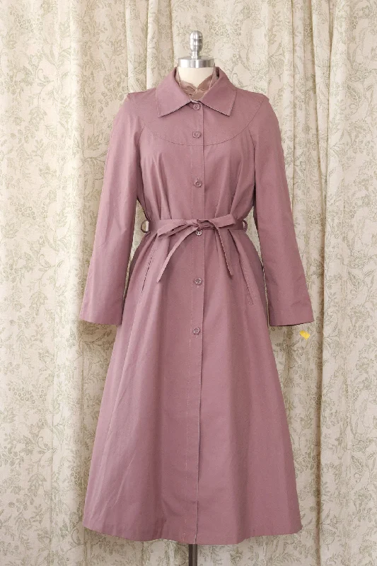 Mauve Trapeze Trench Coat M/L Lapel Coat Peter Pan Collar Coat Cowl Neck Coat