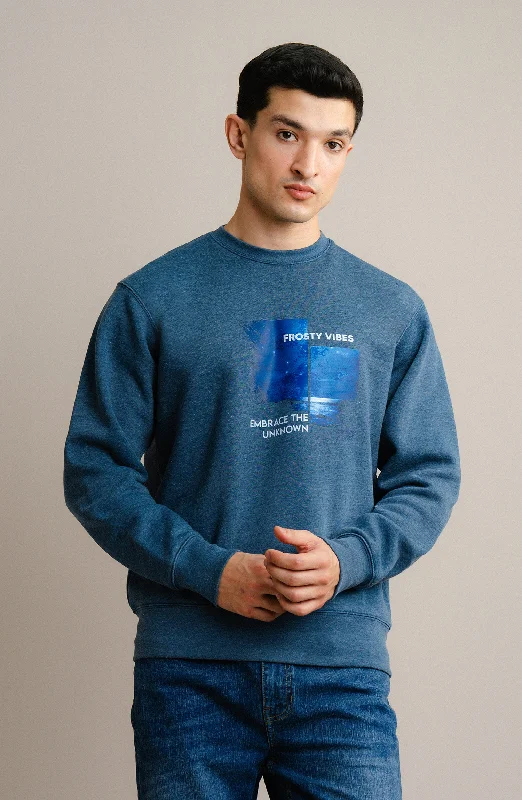 Burnout Sweatshirt - Coral Blue Hoodie with Slit Hem Functional Movement