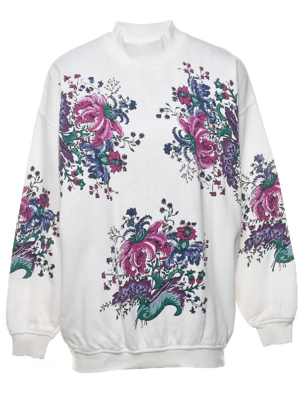 Floral Printed Multi-Colour Sweatshirt - L Hoodie with Mesh Breathable Sporty