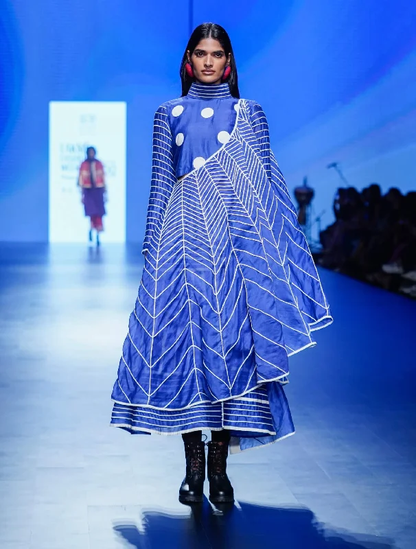 Adam sari dress and crop top Hooded Caped Shawl Collar