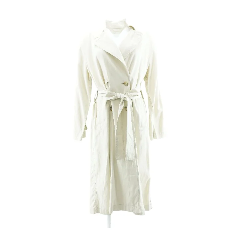 Beige Solid Coat Coat Overcoat Trench Coat