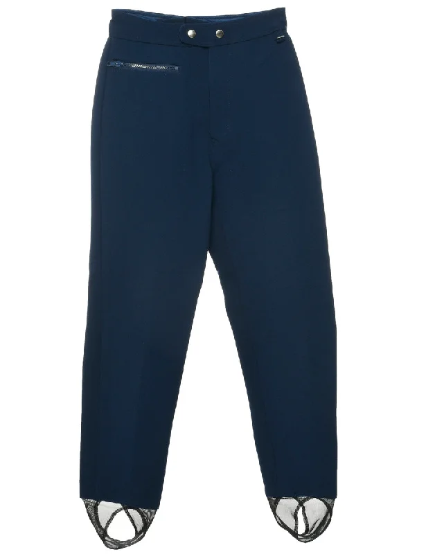 Navy Stirrup Ski Trousers - W25 L28 Trousers Cargo pockets