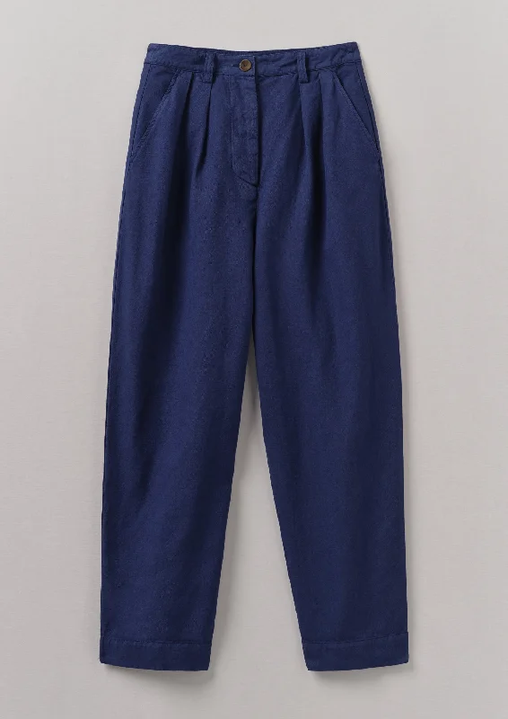 Cotton Linen Herringbone Trousers | Maize Blue Trousers Prom Sequined