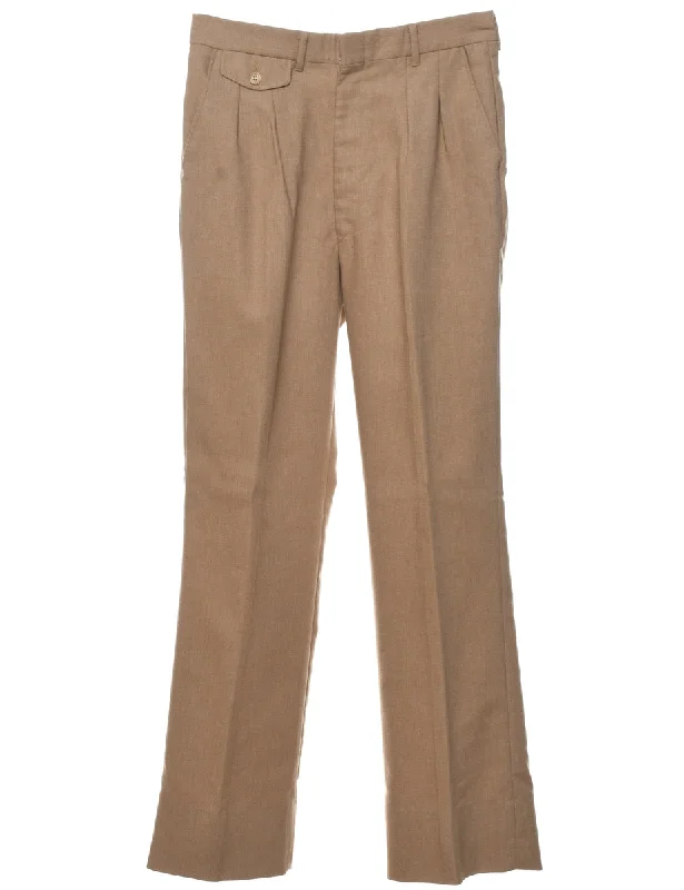 Light Brown Pleated Trousers - W30 L31 Trousers Wedding White