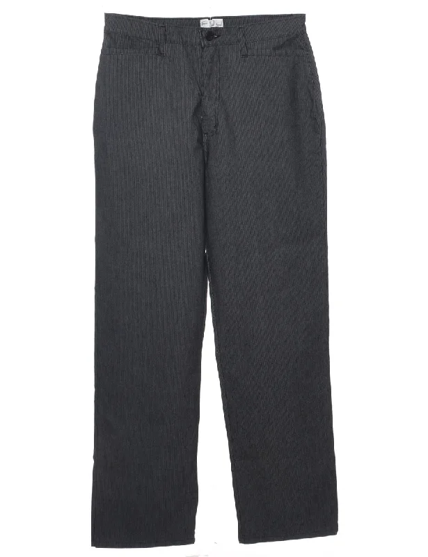 Pinstriped Dark Grey Trousers - W32 L32 Trousers Exclusive Limited
