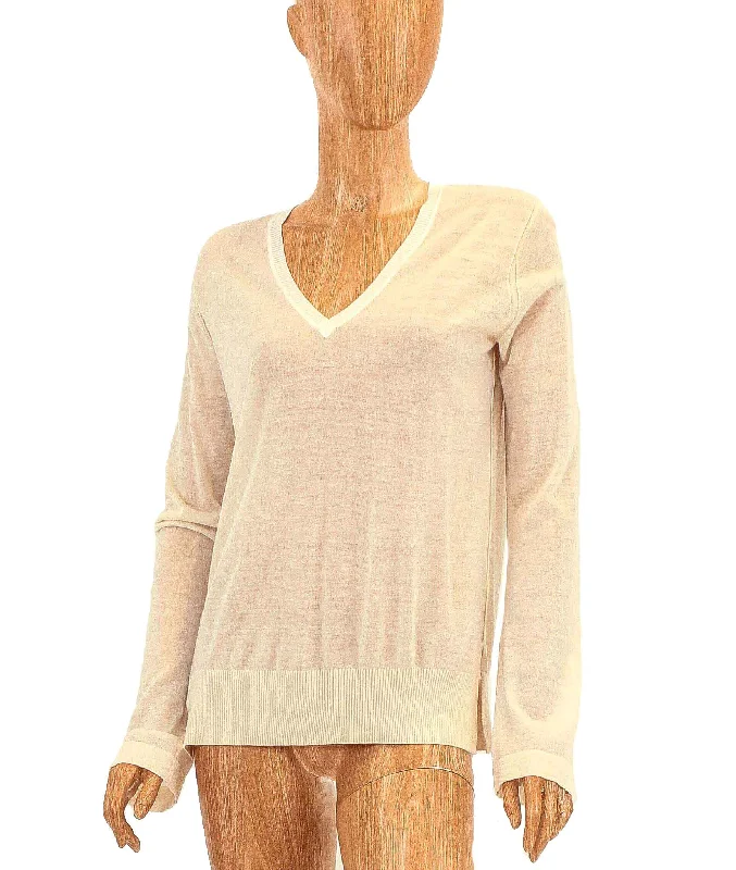 Sheer Cashmere Pullover Seamless Knit Pullover