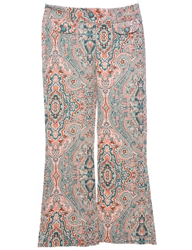 Paisley Pattern Trousers - W30 L31 Trousers Travel Practical