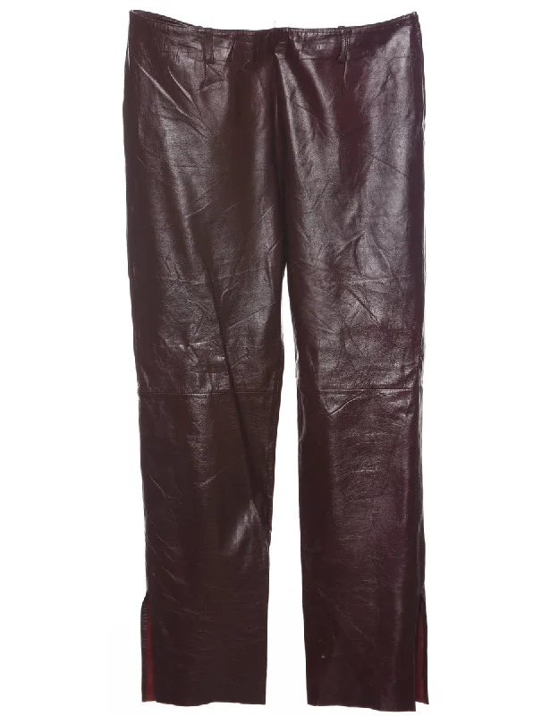 Maroon Leather Trousers - W34 L30 Trousers Recommended Stylist