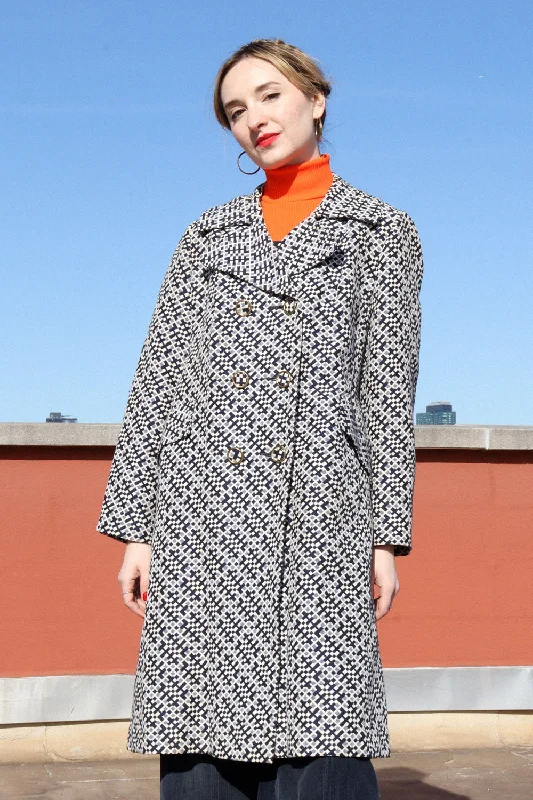 Geometric Tapestry Lightweight Coat M/L Embroidered Appliqued Beaded