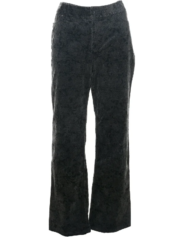Paisley Pattern Boot Cut Trousers - W34 L30 Trousers Gym Athletic