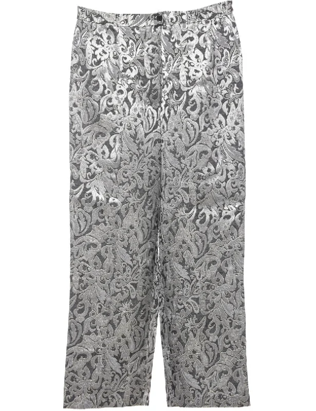 Silver Lurex Thread Pattern Trousers - W30 L29 Trousers Sale Discount