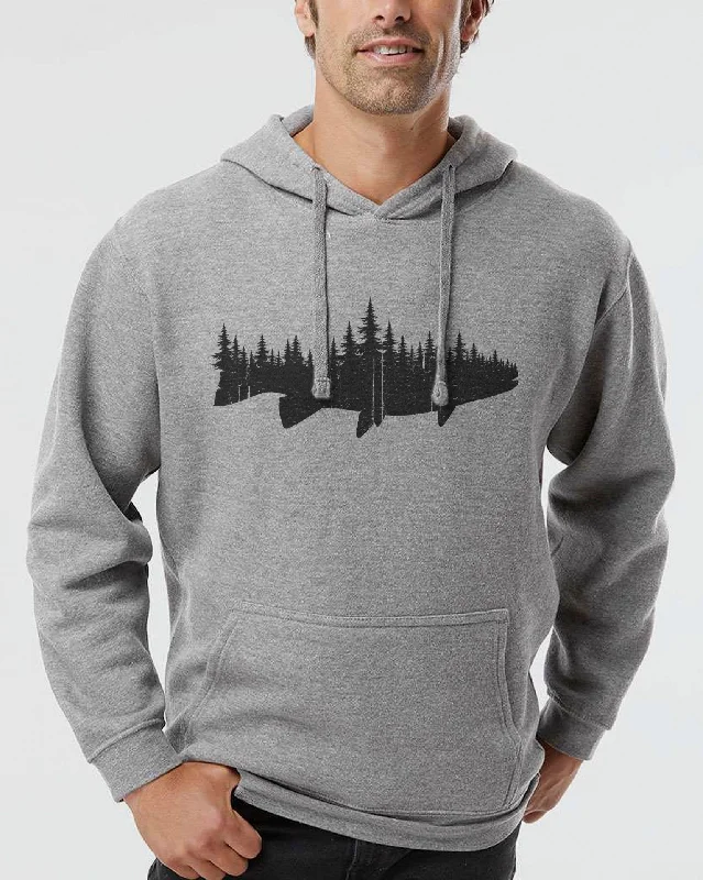 Unisex Fish and Forest Hoodie Hoodie with Hem Drawcord Adjustable Customizable