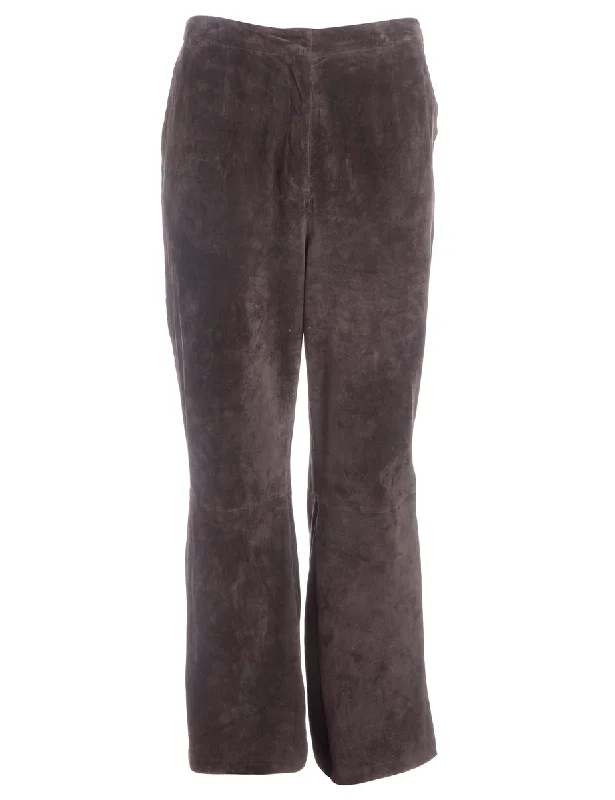 Reworked Suede Cali Bootcut Trousers - W34 Trousers Spring Floral