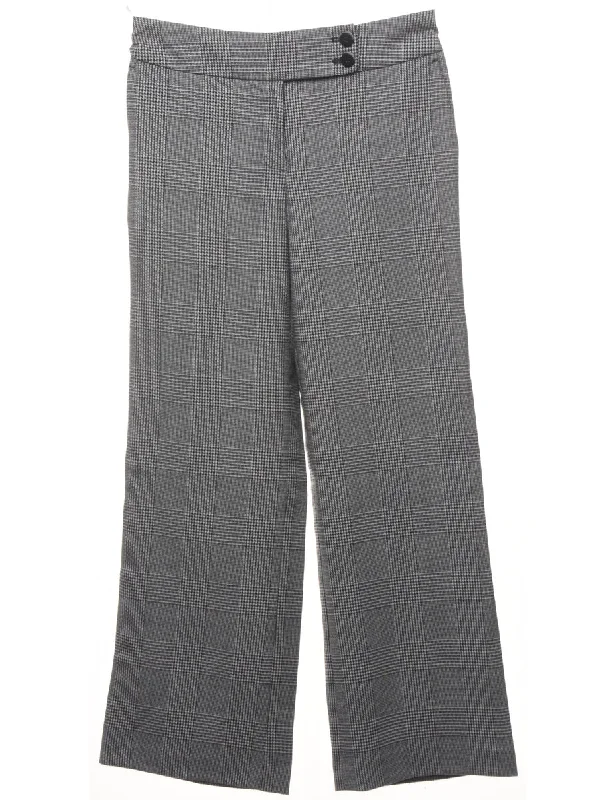 Talbots Grey & Black Dogtooth Check Trousers - W28 L28 Trousers Polka Dot Cute