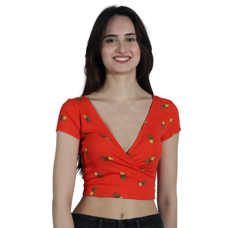 ARIZONA - V neck Crop Top Striped Floral Plaid