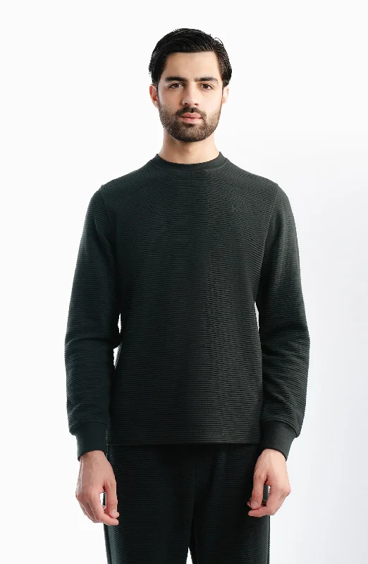 Ottoman Sweatshirt - Dark Green Cotton Hoodie Fleece Lining Warmth