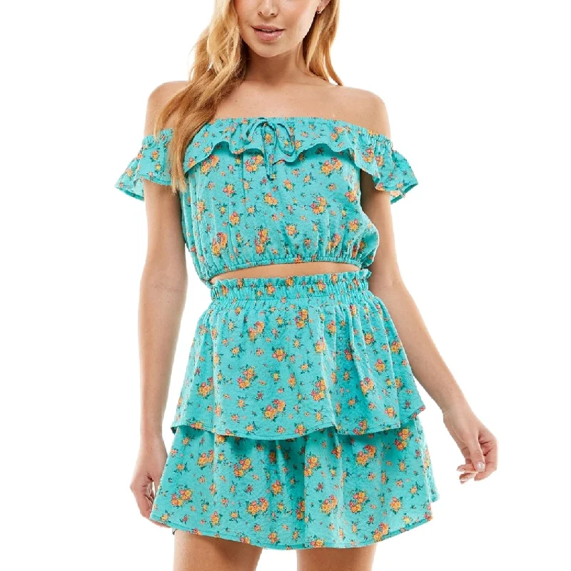 CITY STUDIO - Floral Print Crop Top Modern Contemporary Chic