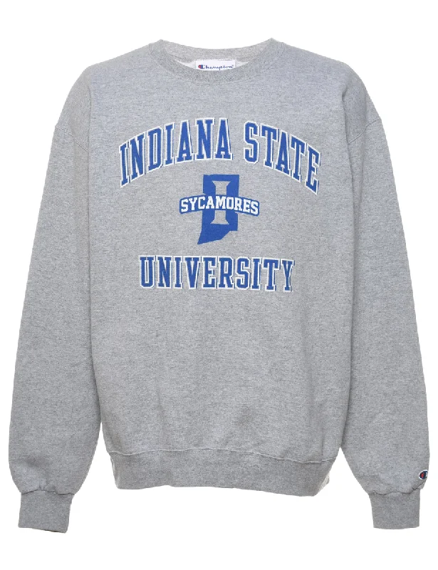Grey Indiana State Sycamores University Sweatshirt - XL Hoodie with Snap Buttons Easy Quick Grey Indiana State Sycamores University Sweatshirt - XL Hoodie with Snap Buttons Easy Quick