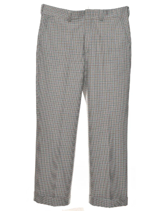Light Blue & Light Brown 1970s Suit Trousers - W34 L31 Trousers Party Sparkling