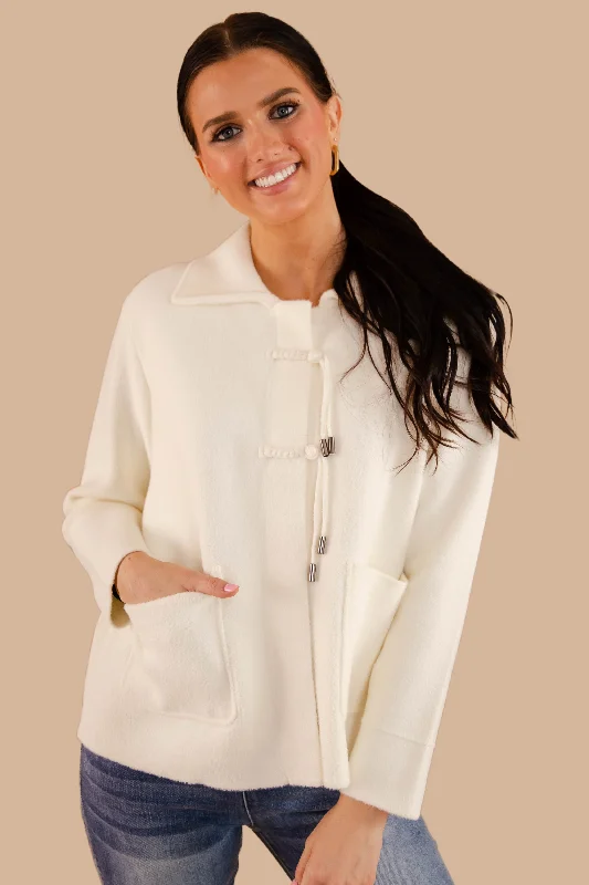 When It Begins Coat Buttoned Toggled Snapped