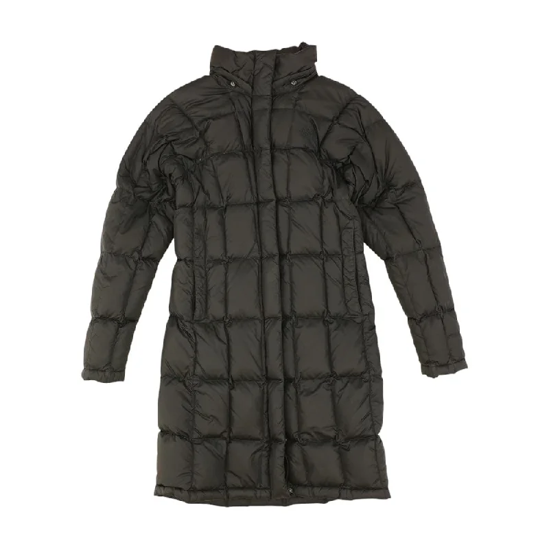 Black Solid Puffer Coat Square Neck One-Shoulder Off-the-Shoulder