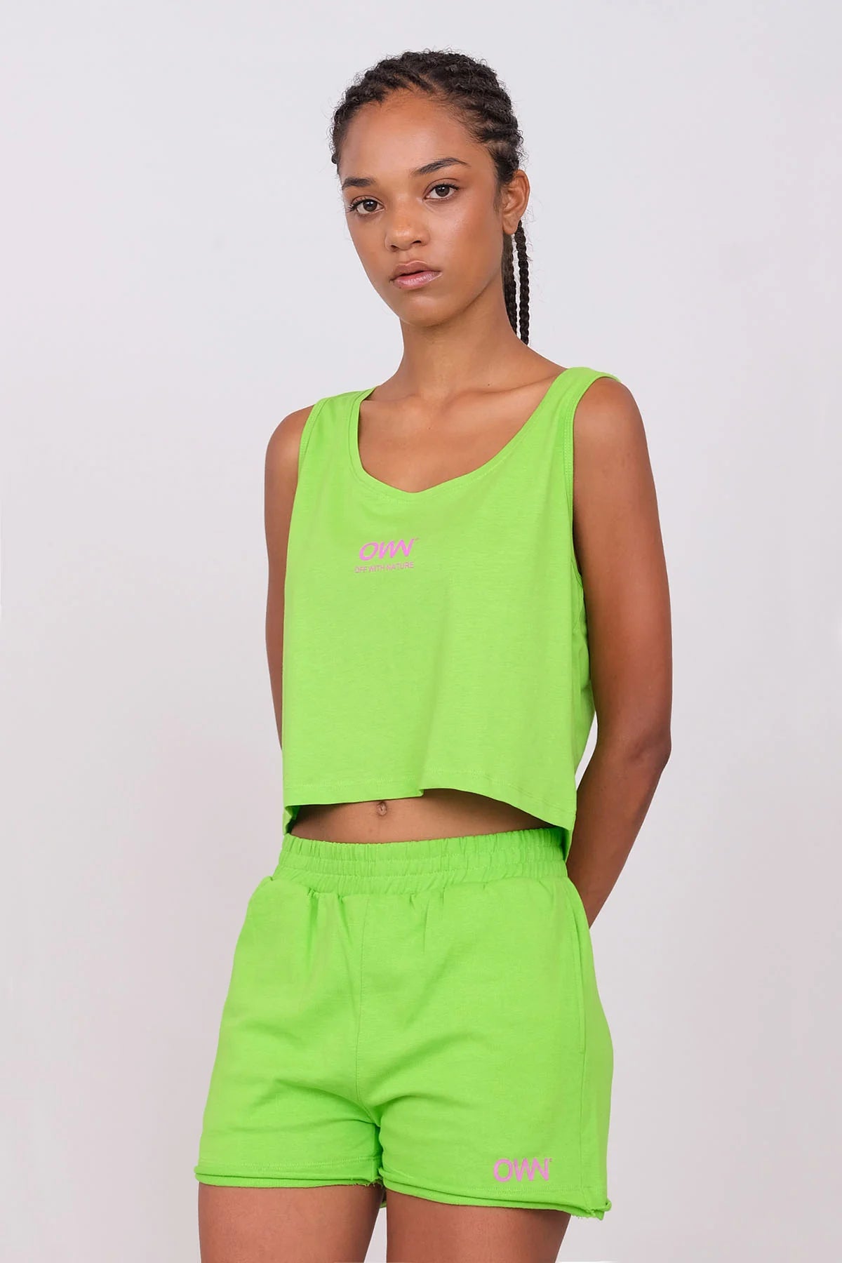 Crop Top Apple Green Nylon Fabric Polyester Fabric Spandex Fabric