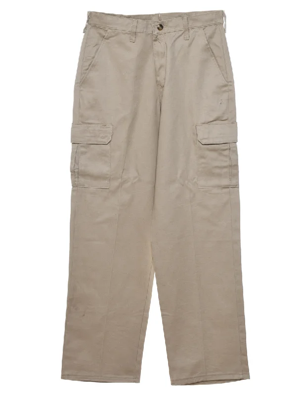 Red Kap Beige Cargo Trousers - W30 L31 Trousers Flared Retro