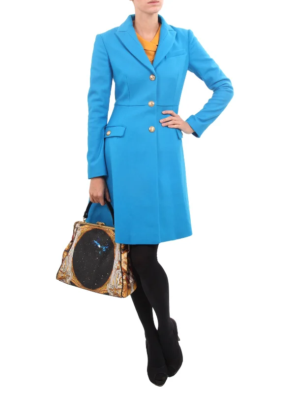 Teal Virgin Wool Coat Dress Trench Wool Cashmere