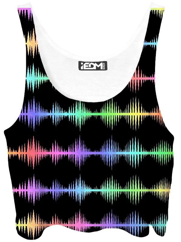 Equalizer Sound Waves Crop Top Striped Floral Plaid