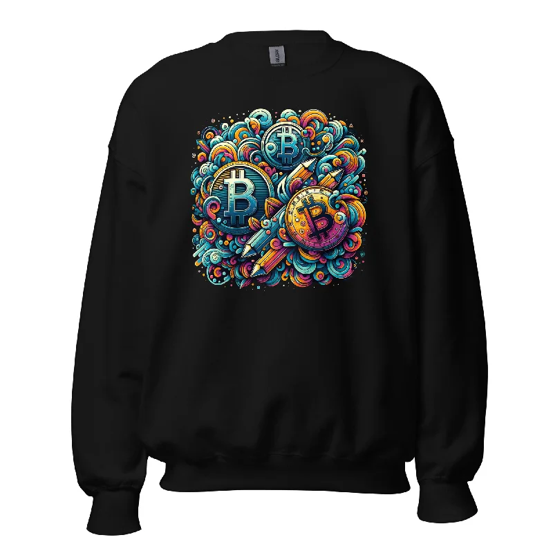 Whimsical Bitcoin Crypto Dreams Hidden Gem Long Sleeve Pullover Sweatshirt Oversized Cozy Pullover