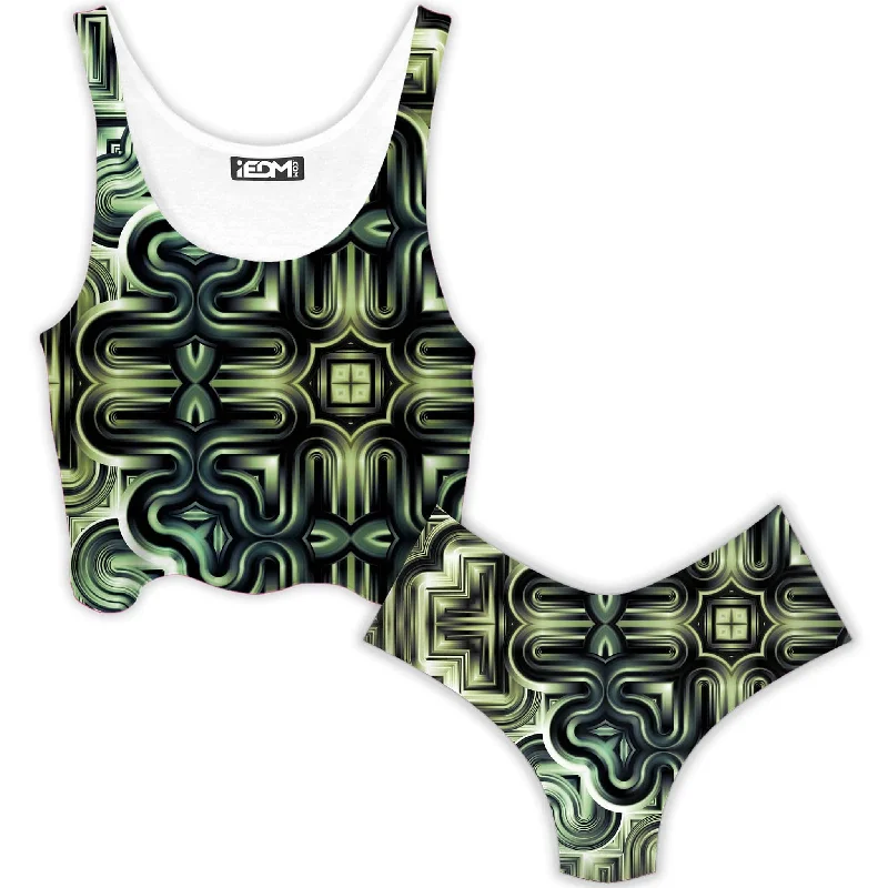Unthinkable Machines Crop Top and Booty Shorts Combo Modern Contemporary Chic