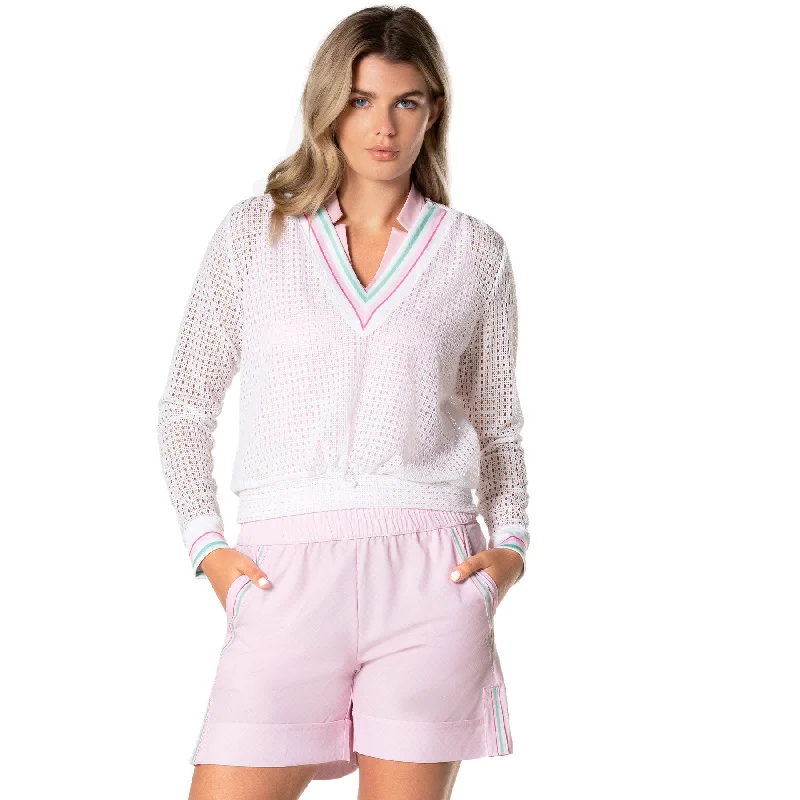 Lucky In Love Nostalgia Womens Tennis Pullover Oblong Neck Pullover