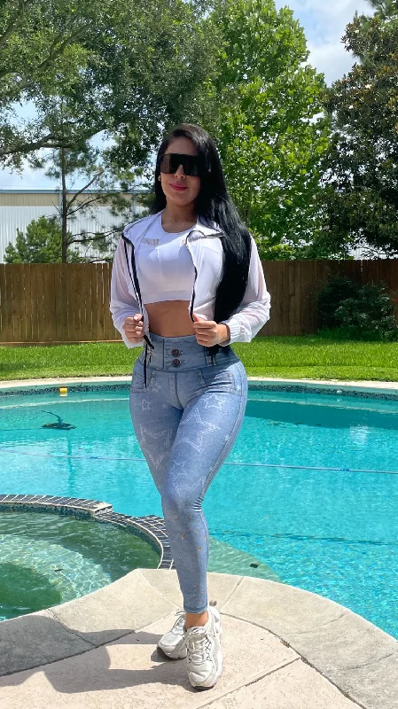 Colombian Fake Leggings Jeans High Waisted (STARS) Trendy Polka Dot Leggings