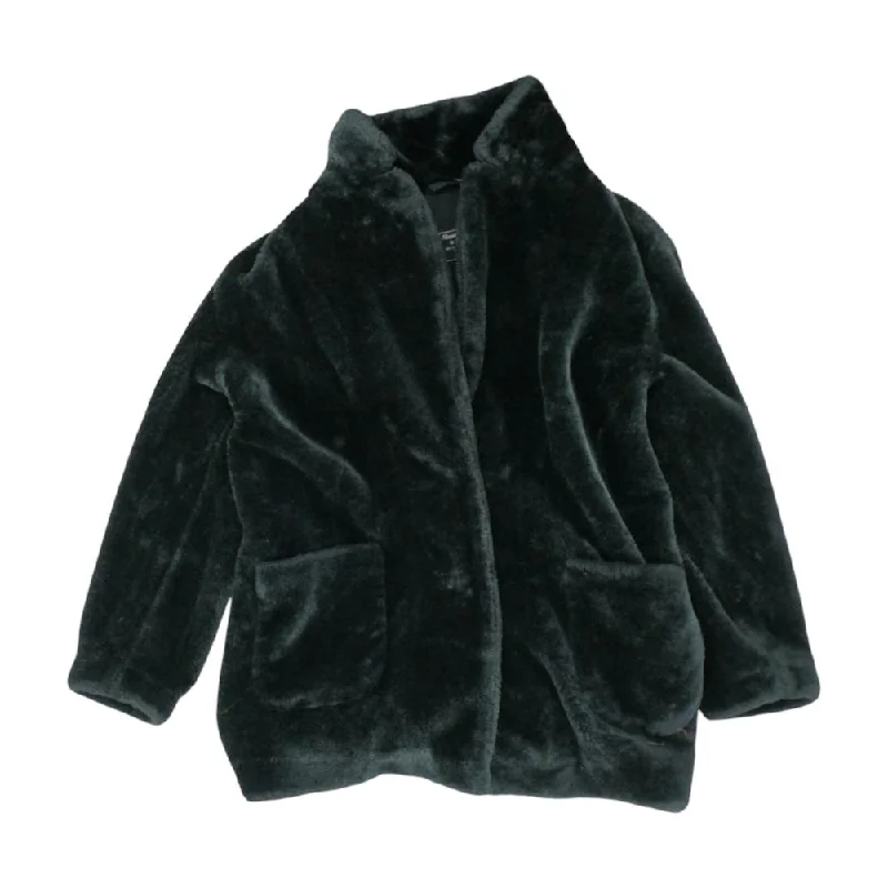 Black Solid Coat Print Jacquard Embroidered