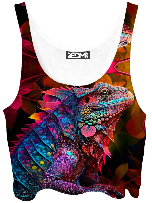 Iguana Trip Crop Top Ribbed Striped Patterned