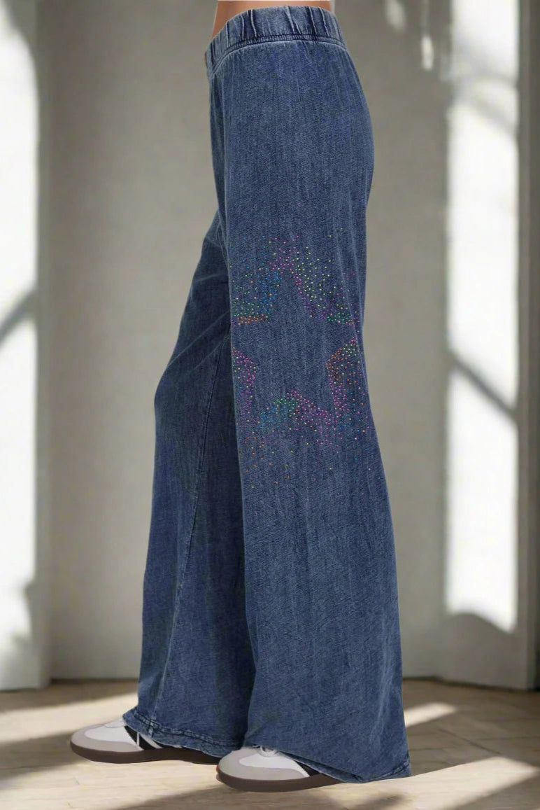 Lauren Moshi Martina Neon Stud Starburst Trousers Trousers Canvas Durable