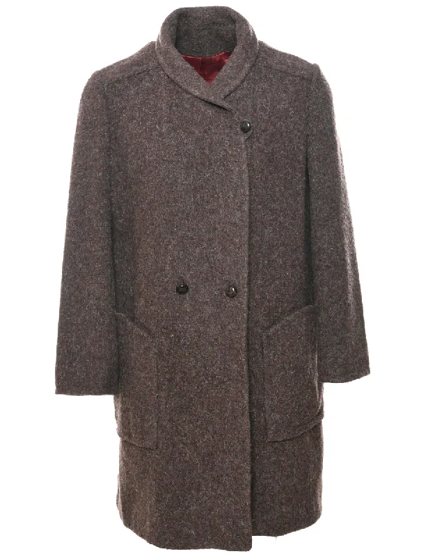 Double Breasted Wool Coat - L Cape Coat Herringbone Coat Tweed Coat