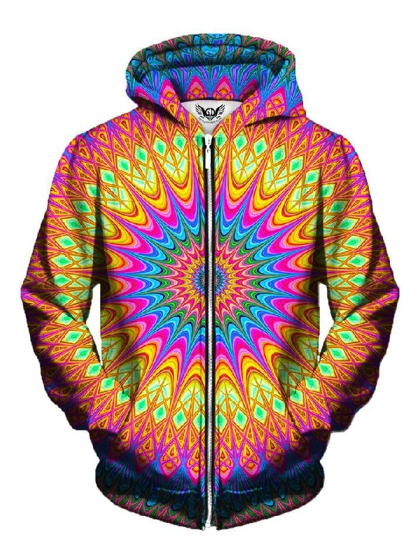 Neon Tribe Zip-Up Hoodie Hoodie with Back Slit Movement Comfort