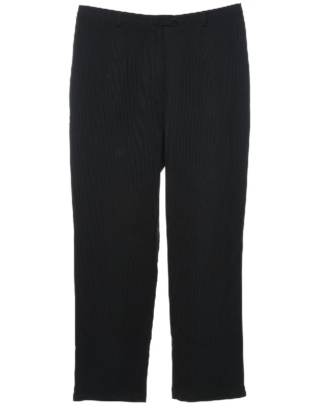 Pinstriped Black Trousers - W32 L28 Trousers Brand Named