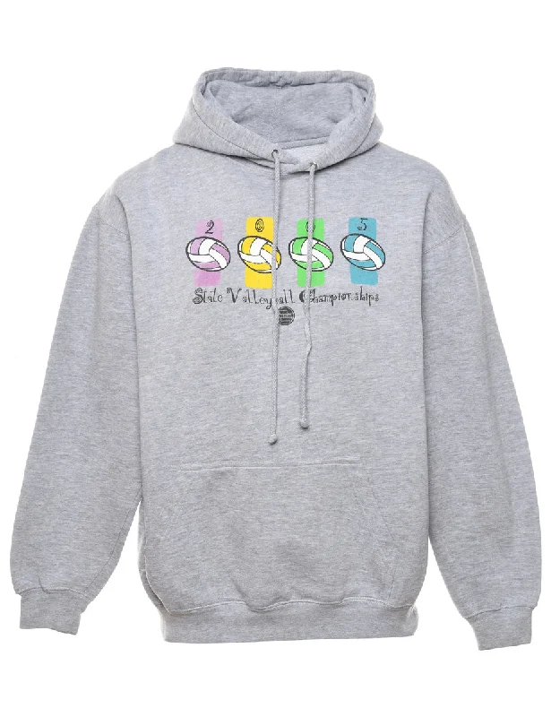 Grey State Volleyball Championship 2005 Printed Hoodie - M Hoodie with Side Slits Relaxed Casual Grey State Volleyball Championship 2005 Printed Hoodie - M Hoodie with Side Slits Relaxed Casual