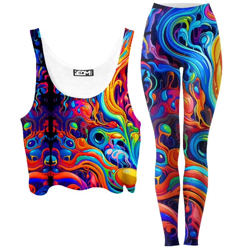 Kandi Swirl Crop Top and Leggings Combo Wool Fabric Cashmere Fabric Tweed Fabric