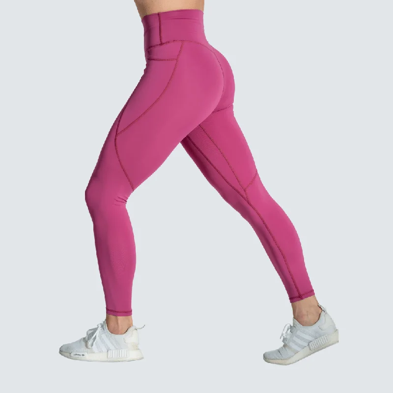 Resilient Pocket Legging - Mystic Pink Elegant Satin Finish Leggings